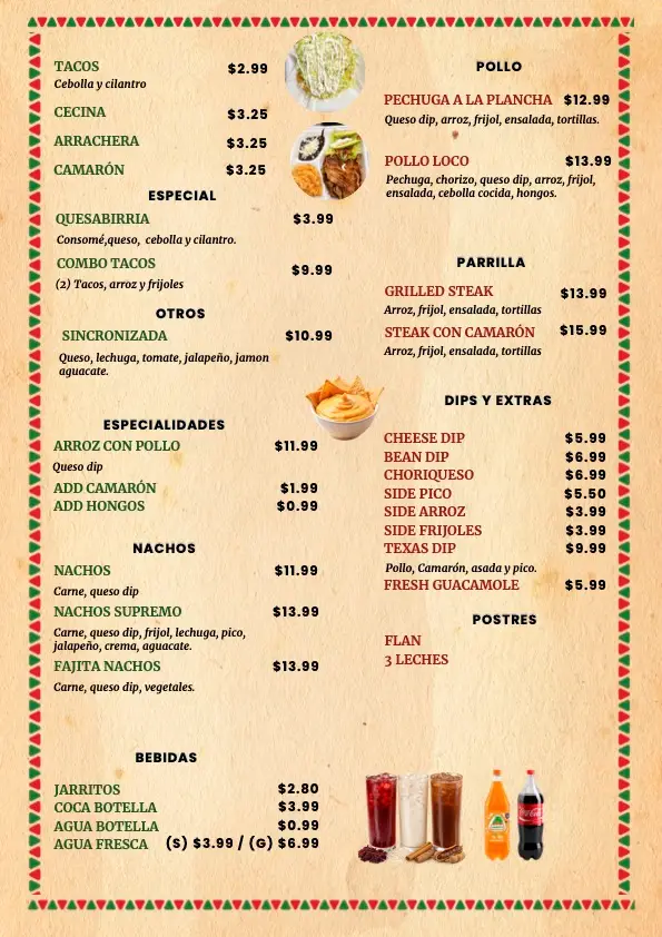 menú taqueria mendoza 2